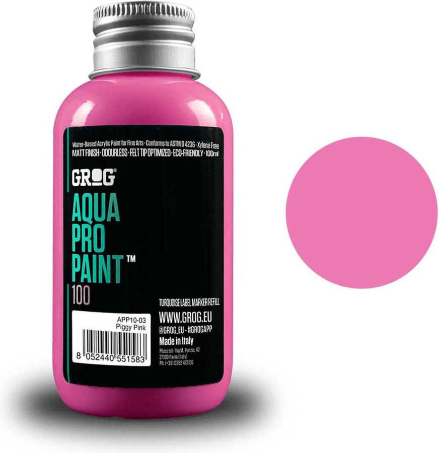 Grog Aqua Pro Paint Acrylverf op waterbasis 100ml Piggy Pink