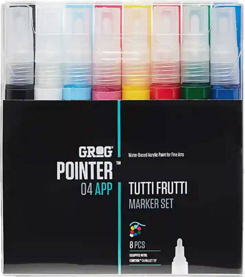 Grog Pointer Tutti Frutti 04 8 verfstiften Waterbasis Stiftpunt van 4 mm