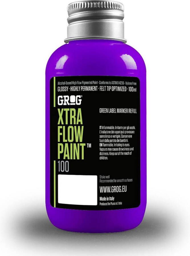 Grog Xtra Flow Paint navul verf 100ml voor squeezers en dabbers graffiti Goldrake Purple