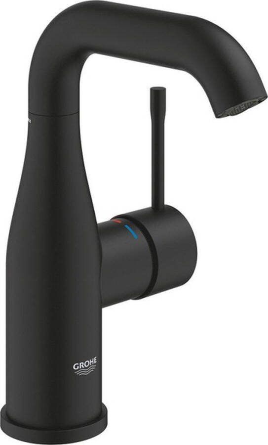 GROHE Essence New 1-gats wastafelkraan m-size m. gladde body voorsprong 11.4cm phantom black