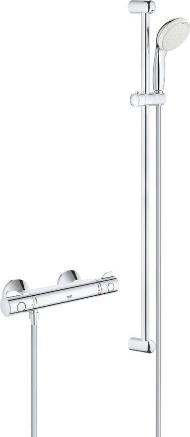 GROHE Grohtherm 800 Thermostatische Douchekraan Met comfort doucheset 15 cm hartafstand Douchestang 90 cm