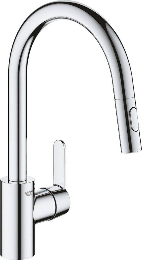 GROHE QuickFix Get Keukenkraan draaibare uitloop uittrekbare handdouche chroom 31484001