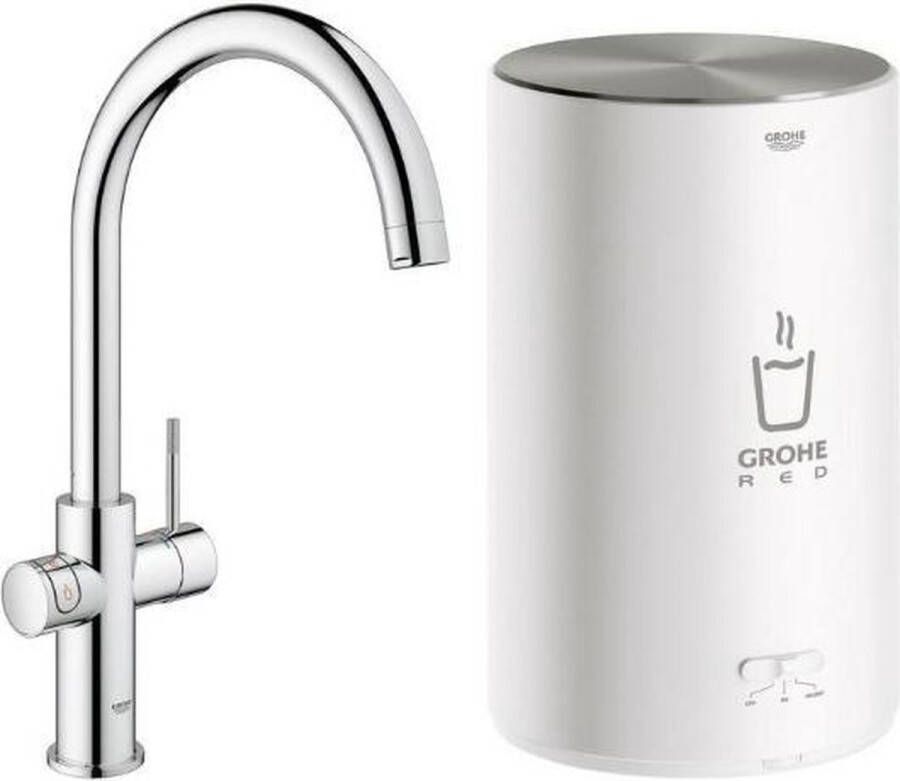 GROHE Red Compact 3IN1 kokendwaterkraan C uitloop 4L boiler Chroom 30374001