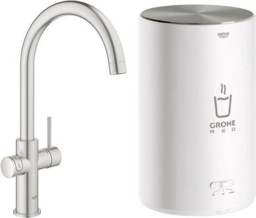 GROHE Red Compact 3IN1 kokendwaterkraan C uitloop 4L boiler – RVS 30374DC1