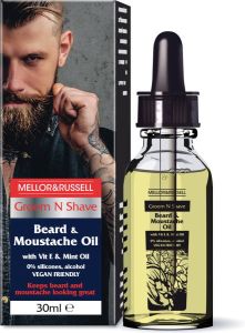 Groom N Shave Mellor & Russell Beard & Moustache Oil Vegan Baardolie met Mint en Vitamine E 30ML