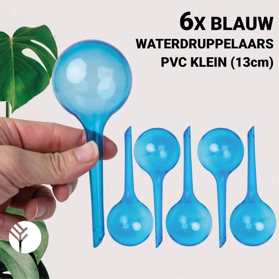Groots Waterdruppelaar Blauw Set van 6 Stuks voor Planten – Waterdruppelaar Klein (13cm) – Automatisch Watergeefsysteem voor Kamerplanten – Planten Watergever met Druppelsysteem