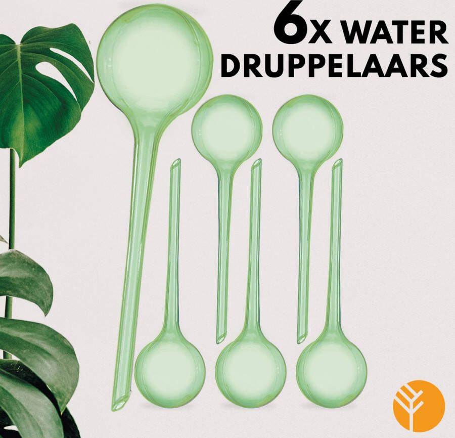 Groots Waterdruppelaar Groen Set van 6 Stuks voor Planten – Automatisch Watergeefsysteem voor Kamerplanten – 27 cm – Planten Watergever met Druppelsysteem – Waterbol
