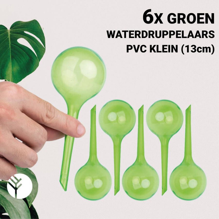 Groots Waterdruppelaar Groen Set van 6 Stuks voor Planten – Waterdruppelaar Klein (13cm) – Automatisch Watergeefsysteem voor Kamerplanten – Planten Watergever met Druppelsysteem