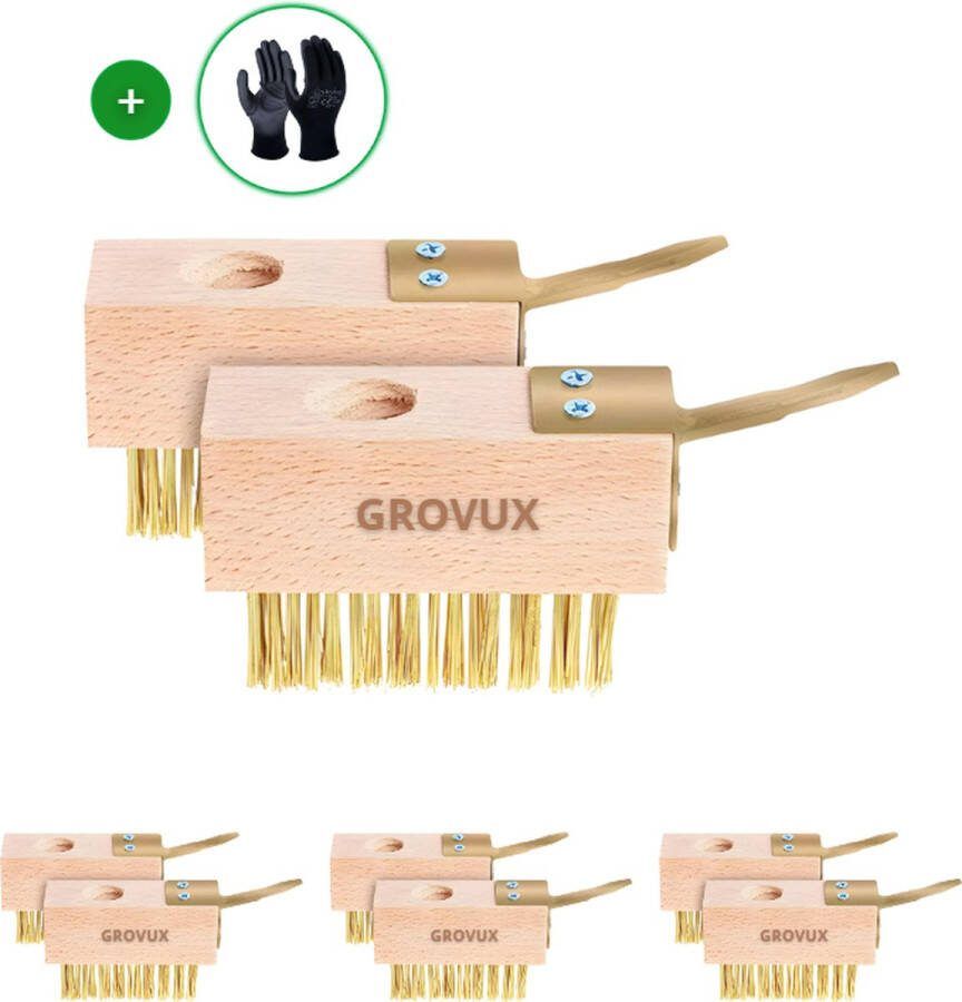 Grovux Onkruidborstel 6 STUKS Kantenmaaier Onkruidverwijderaars Onkruidtrekker Onkruidbestrijding – Onkruidkrabber Voegenborstel Voegenreiniger Staalborstel Incl. Tuinhandschoenen
