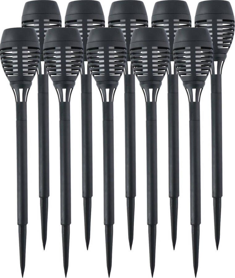 Grundig 10x Solar tuinlampen fakkels toortsen met vlam effect 48 cm Tuinverlichting Tuinlampen Solarlampen op zonne-energie
