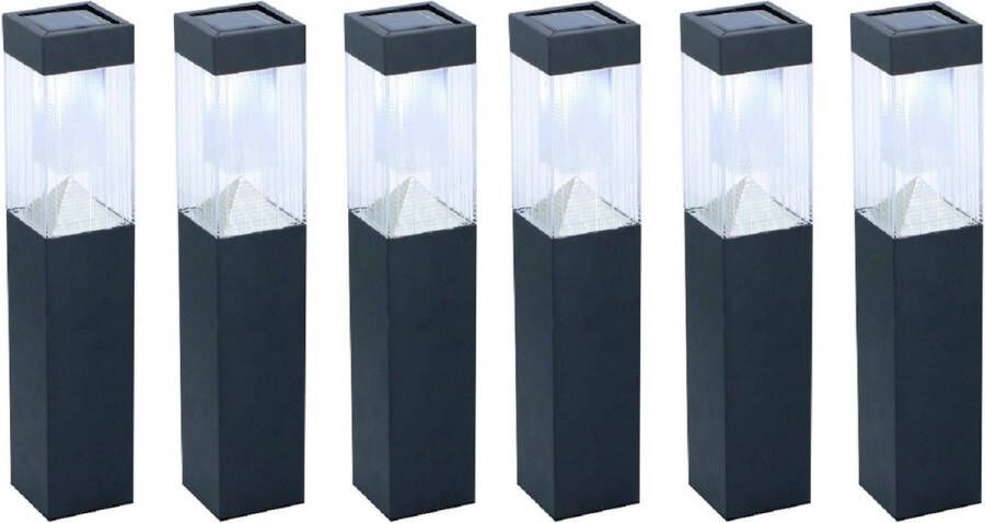 Grundig 12x Solar tuinlampen pilaar paal op zonne-energie 34 cm Tuindecoratie accessoires Tuinverlichting Tuinlampen Buiten verlichting Buiten lampen Solar zonne-energie lampen voor in de tuin