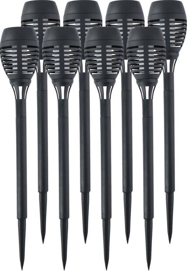 Grundig 8x Solar tuinlampen fakkels toortsen met vlam effect 48 cm Tuinverlichting Tuinlampen Solarlampen op zonne-energie