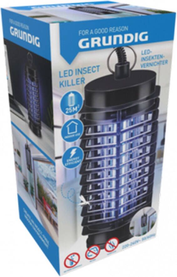 Grundig Elektrische Muggenlamp 1W Vliegenvanger Insectenlamp voor Binnen Bereik tot 25M2 Zwart