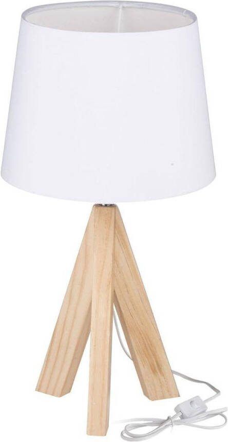 Grundig Tafellamp Vintage Retro Hout Wit 40cm