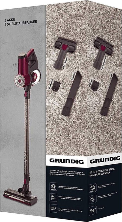Grundig Vcp 3830 Steelstofzuiger Met Dc Motor 21 6 V Accu Zilver Berry