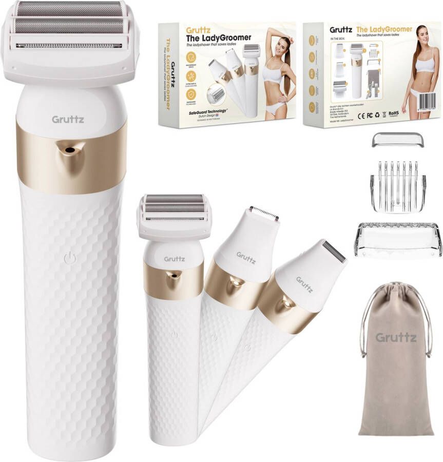 Gruttz 3 in 1 Ladyshave voor Vrouwen LadyGroomer Inclusief Reistas Trimmer Vrouw Scheerapparaat Vrouwen Bikini