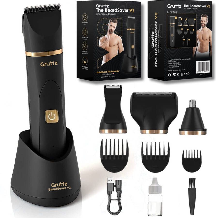 Gruttz Baardtrimmer Mannen v2 Waterbestendig Trimmer Baard en Lichaam Scheerapparaat Mannen