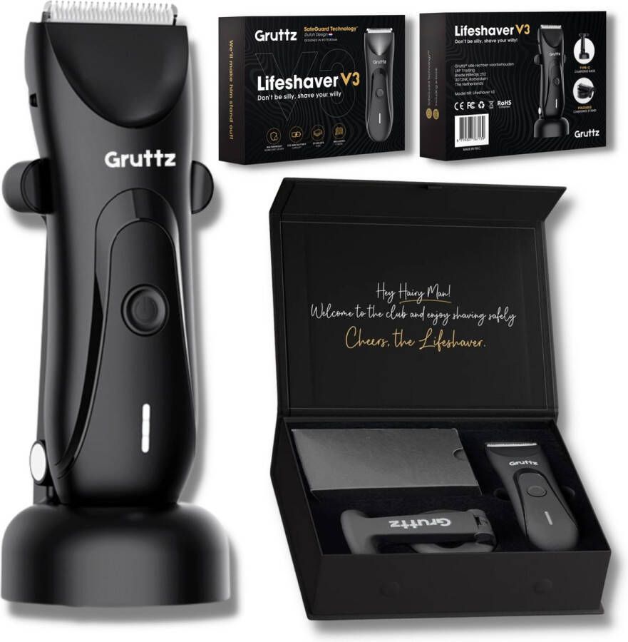 Gruttz Lifeshaver v3 Bodygroomer Mannen Body Trimmer Gemaakt voor Schaamstreek Inclusief Travelbag