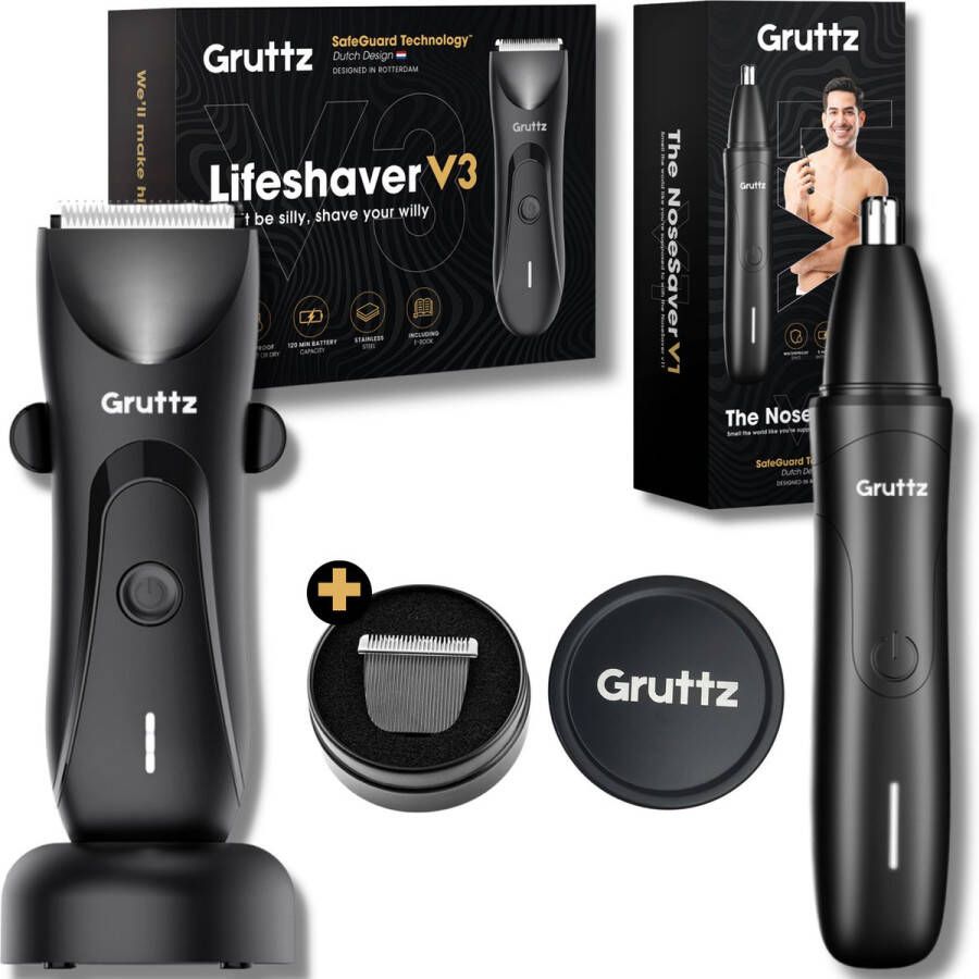 Gruttz ™ Grooming Duo Bodygroomer Mannen en Neustrimmer Extra Trimkop Body Trimmer Neushaar- en oortrimmer