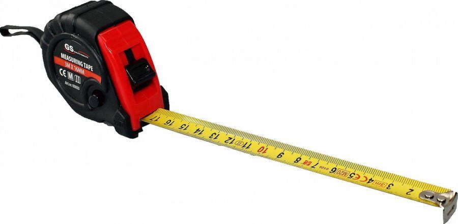 GS Quality Products GS 'heavy duty' rolmaat 3 meter x 16mm Rolbandmaat 100% nauwkeurig