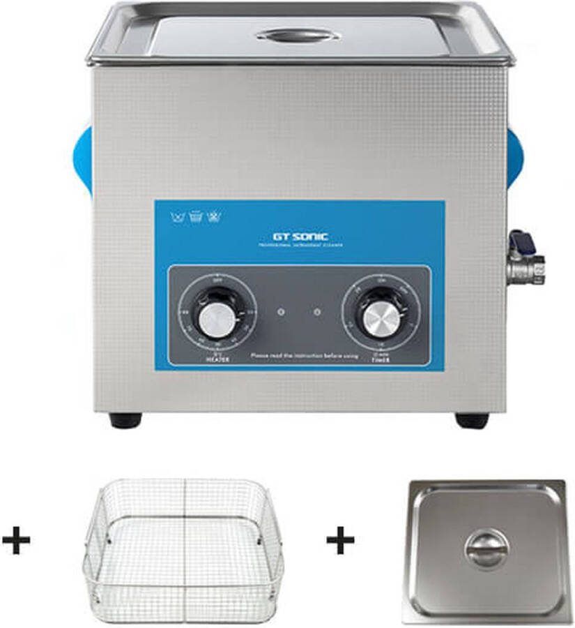 GT Sonic GT-Sonic 2013QT ultrasoon reiniger 13 liter RVS ultrasone reiniger 40kHz ultrasoon reinigingsapparaat Ultrasoonreiniger incl. korf en deksel