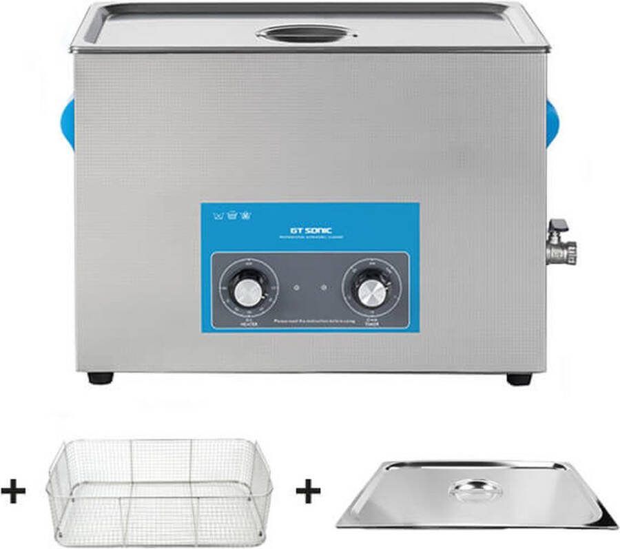 GT Sonic GT-Sonic 2227QT ultrasoon reiniger 27 liter RVS ultrasone reiniger 40kHz ultrasoon reinigingsapparaat Ultrasoonreiniger incl. korf en deksel