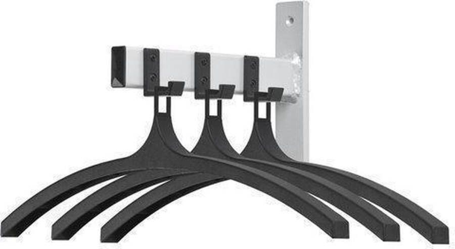 V-Part Wandgarderobe HIQ 3 hangers Steel Plastic zwart aluminiumgrijs