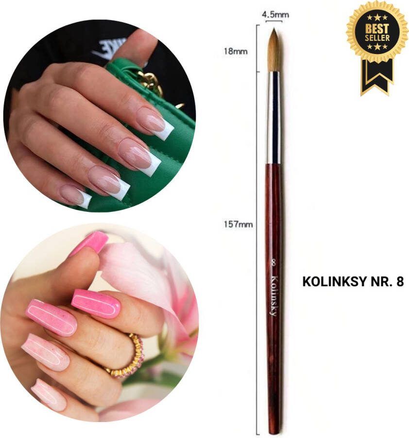 GUAPÀ Acryl Penseel Nagel Penselen Kolinksy Acrylic Brush Nail Art penselen Nail Brush Nepnagels Acrylic Nails Acryl Brush Nr 8 Acryl Forms Kolinksy Acryl Penseel