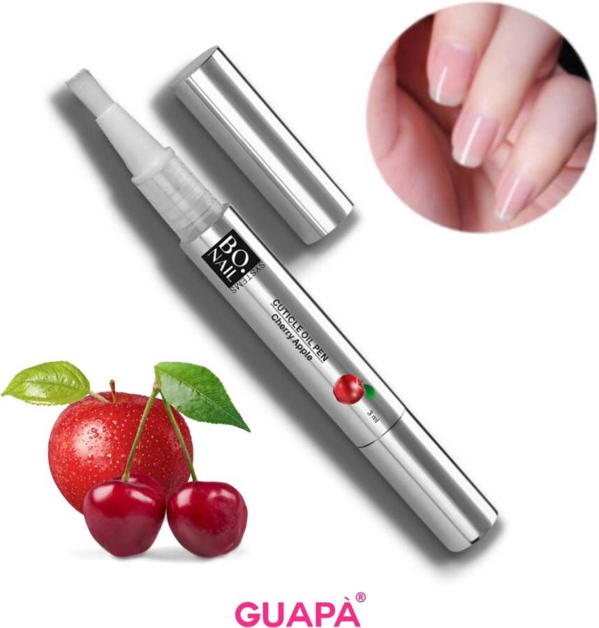 GUAPÀ Cuticle Nail Oil Pen | Nagelriemolie | Nagelriem Pen | Verzorgend en Verzachtend voor de Nagelriemen | Nepnagels & Natuurlijke nagels | 3ml Kersen Appel
