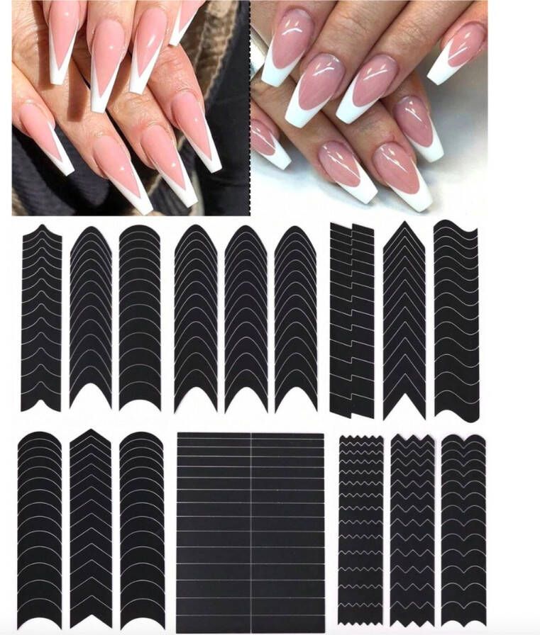 GUAPÀ French Manicure Sjabloon Nail Art Sjabloon 6 vormen Nail Art Gellak Acryl Gel Nagels Smile Line Nails | Paie Nagelstickers French Manicure 6 Vellen Nagel stickers