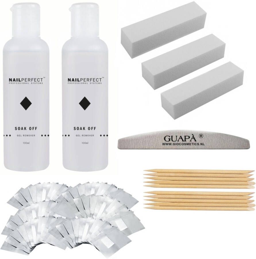 GUAPÀ Gellak Nagel Verwijderaar Deluxury Kit voor alle Gel Nagels | Gel Nagellak Remover | Soak Off Remover | Aceton | Gelnagellak | 2 x 100 ml