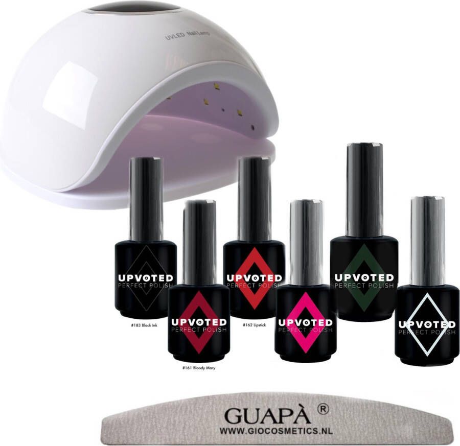 GUAPÀ Gellak Starterspakket |Nagellamp UV LED Gellac Kleuren Set 6 kleuren Gel Nagels