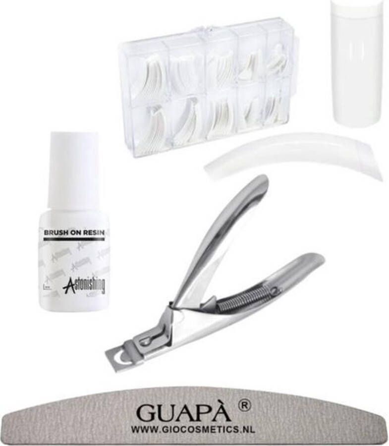 GUAPÀ GUAPÀ Kunstnagel Set voor het zetten van Nagelverlenging 100 stuks French Manicure Wit + 5 ml nagellijm Acrylnagels Tips Nepnagels pakket
