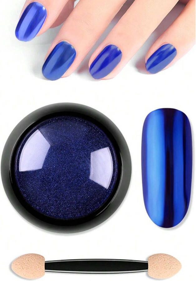 GUAPÀ Holografische Poeder Nail Art Glitter Poeder Nagelversiering Metallic Nails Chrome nails Navy Blauw