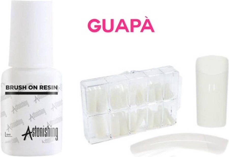 GUAPÀ Kunstnagel Set voor het zetten van Nagelverlenging 100 stuks Naturel + 5 ml nagellijm Acrylnagels Tips Nepnagels pakket
