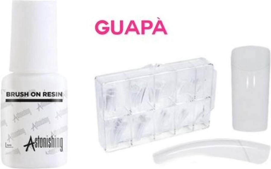 GUAPÀ GUAPÀ Kunstnagel Set voor het zetten van Nagelverlenging 100 stuks Transparant + 5 ml nagellijm en Nagelriem Bokkenpootje Acrylnagels Tips Nepnagels pakket