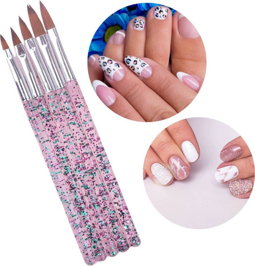 GUAPÀ Nagel Penselen 5 pcs Nail Art Penselen Acrylic Nail Brush Acryl Penselen Nail Brush Striper Nagel Decoratie 5 pcs Nail Art Brush Set