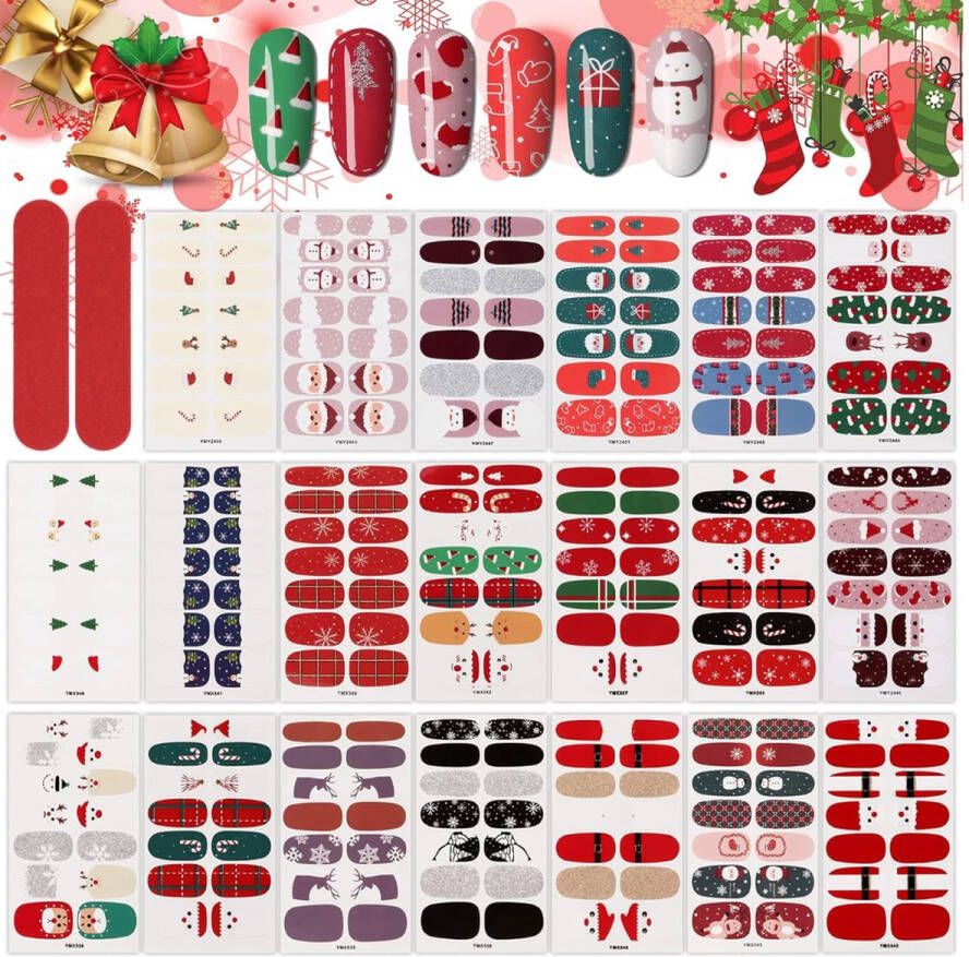 GUAPÀ Nagel Wraps Stickers Kerst nagelstickers Plaknagels Nagellak Folie 20 Kerst nagels Gel Polish Foils Nail Wrap 20 pcs christmas