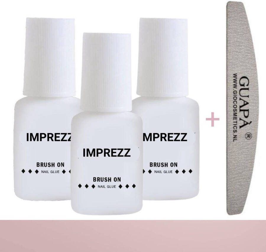 GUAPÀ Nagellijm voor Nagel Tips Plaknagels Nepnagels & Nail Art Nail Glue 3 x 5 gr inclusief kwastje