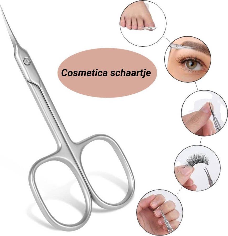 GUAPÀ Nagelriem schaartje Cosmetica schaartje Wenkbrauw schaartje nagelschaartje Wimper knipper Zilver kleurig RVS nagelriem knipper