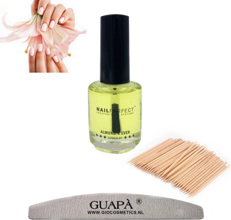 GUAPÀ Nagelriemolie Almond 5 ml Cuticle Oil + Nagelvijl 100 180 + Cuticle Pusher Nagelriem Duwer