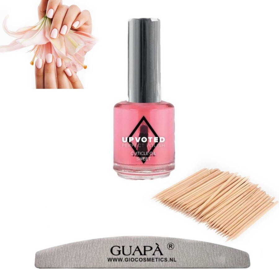 GUAPÀ Nagelriemolie Sweet 5 ml Cuticle Oil + Nagelvijl 100 180 + Cuticle Pusher Nagelriem Duwer