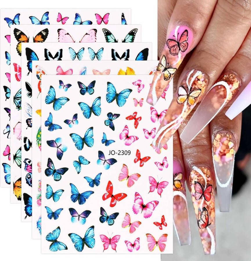 GUAPÀ Nagelstickers 3D nagel stickers Zelfklevende nagelstickers nail wrap Nail Art Nagel Folie Kerst Stickers Nagelstickers Kerst Vlinder Stickers 12 Nail Art stickervellen kleuren