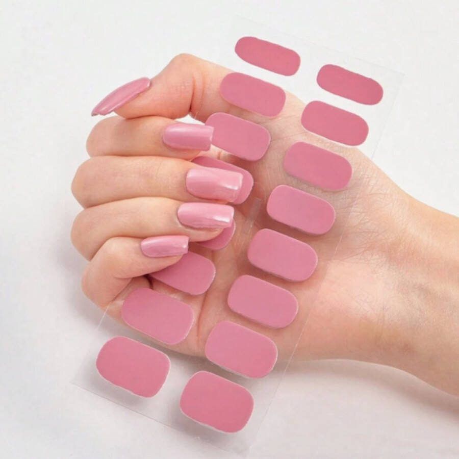 GUAPÀ Nagelstickers & Nail wraps 16 pcs Zalm Roze Nail Art Nagel Folie kleuren Nail Wrap 16 Nagelstickers Pastel Nail Wraps Stickers 16 nagel wrap stickers Donker Roze