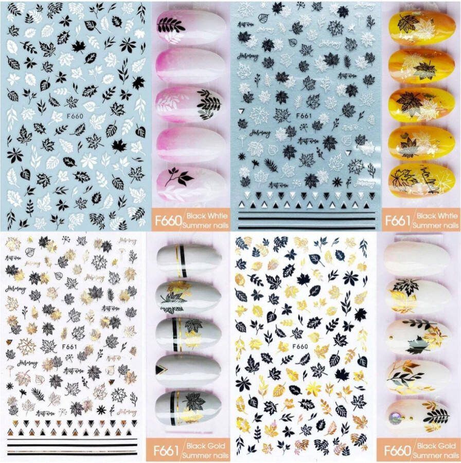 GUAPÀ Nagelstickers Herfst 4 Vellen nagel stickers blaadjes en bloemetjes Nail Decals Nail Art 4 vellen Nagelstickers Herfst