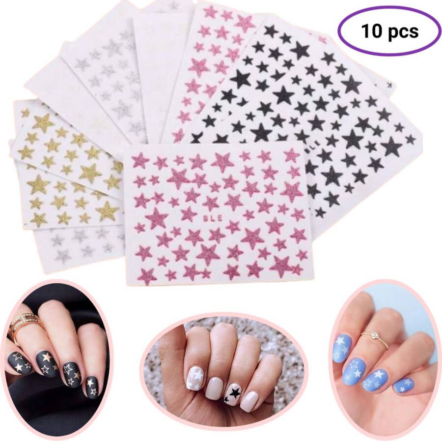 GUAPÀ Nail Art Nagelstickers Zelfklevende 3D Nagel Stickers Kerst Nail Art 3D Stickers Gellak Acryl Nagels Nagelstickers Kinderen Nail Art Stempel 10 glitter nagelstickers sterretjes