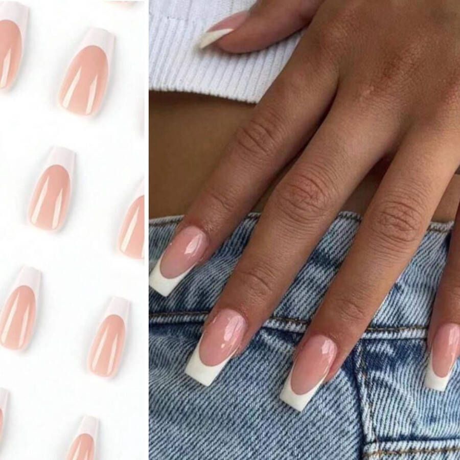 GUAPÀ Plaknagels 24 stuks valse nagels Press On Nails Nepnagels Kunstnagels Compleet plaknagels starterspakket Nagels stickers 24 stuks plaknagels French Manicure in punt