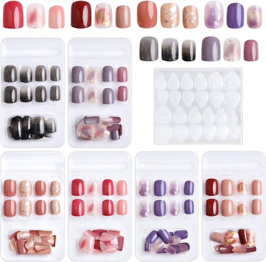 GUAPÀ Plaknagels 6 plaknagels Press On Nails Nepnagels Kunstnagels Complete plaknagels starterspakket Nagels stickers 144 stuks plaknagels