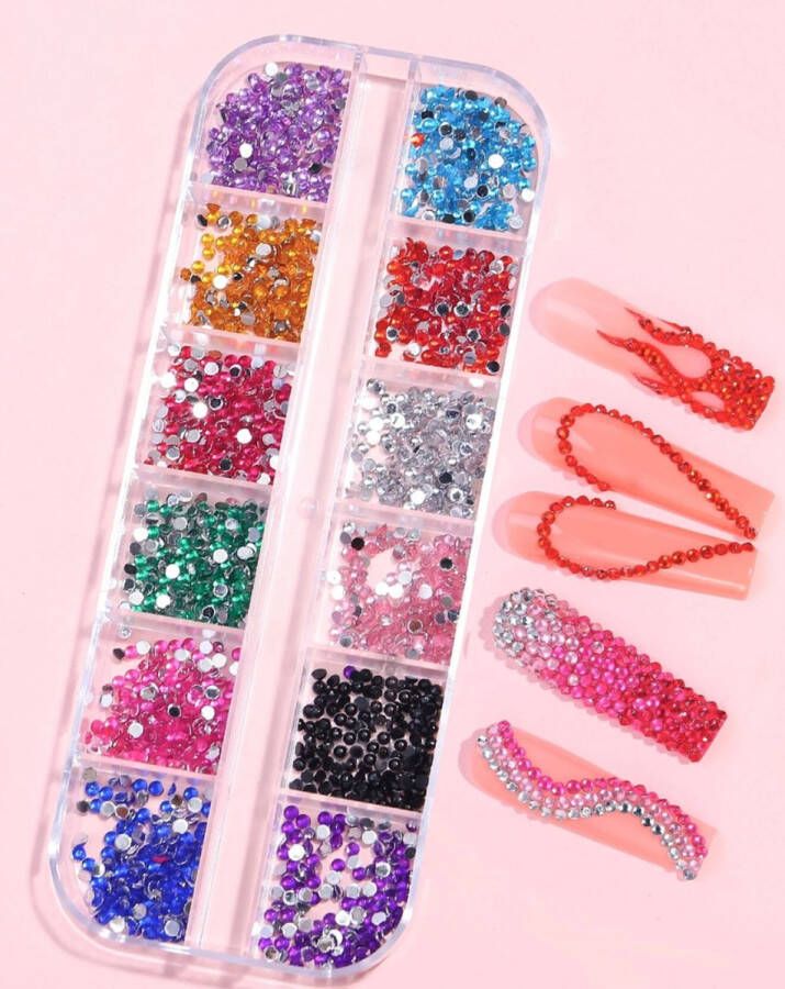 GUAPÀ Rhine stone Nail Art Kleuren Strass nagel steentjes Rhinestone 3D nail art nagel diamantjes- Bruidsnagels- 1200 steentjes Kleuren Nagel Steentjes