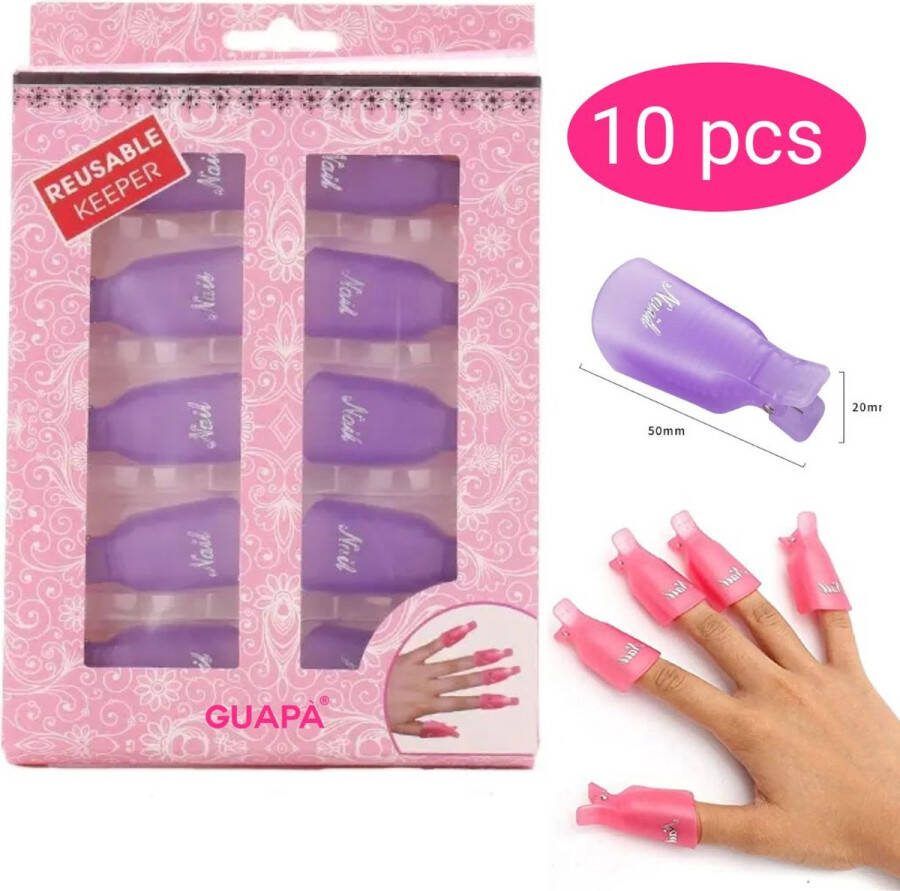 GUAPÀ Soak Off Clips Nagellak Remover Clips Nagellak Remover Acryl Verwijderen Gellak Nagel Verwijderaar voor alle Gel Nagels Gel Nagellak Remover Soak Off Remover 10 stuks Paars
